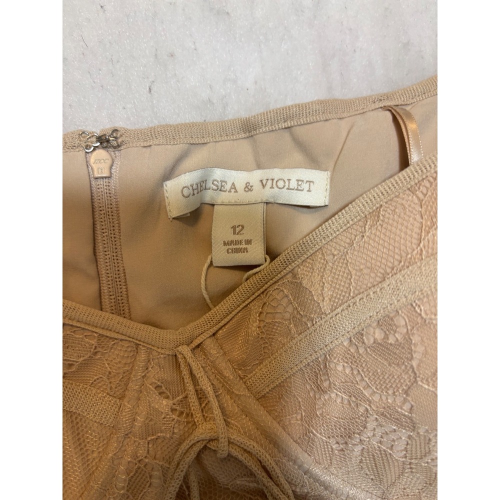 Chelsea & Violet Lace Corset Top Tan Beige Puff Sleeve Bustier Size 12 NEW - Picture 5 of 14